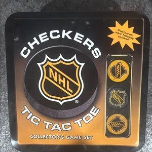 NHL Checkers and Tic Tac Toe Game Set - Black and Orange
